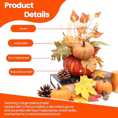 Fall Centerpieces for Tables - Artificial Pumpkin Decor