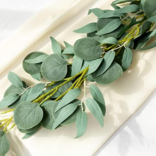 Kisflower 5 Pack Green Eucalyptus Garland with Willow Leaves