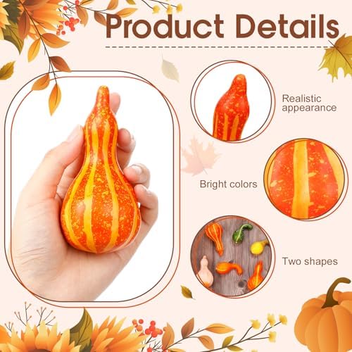 Geelin 24 Pcs Artificial Pumpkin Gourd Fall Decor Set