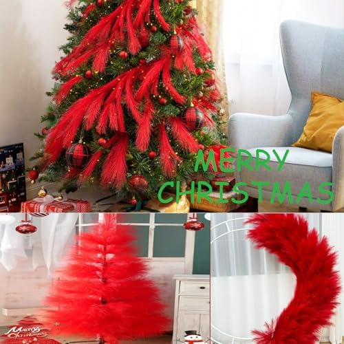 30pcs 22 Red Faux Pampas Grass Decor