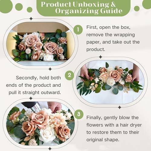 Flrunwu Artificial Flowers Pack of 2 Wedding Centerpieces Decorations