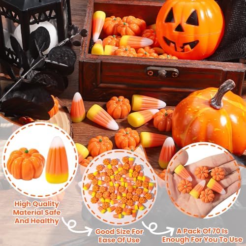 70pcs Halloween Mini Resin Pumpkins Candy Corn Decorations