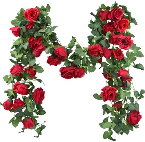 FiveSeasonStuff 29 Ft Rose Silk Garland Set for Wedding and Garden