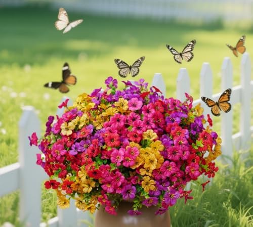 12PCS UV Resistant Fake Flowers for Outdoor Decor