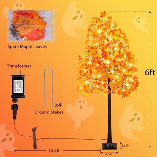 6FT Lighted Maple Tree with 120 Warm White LED Lights