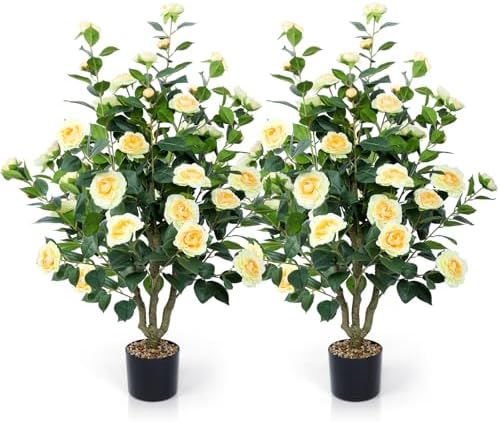 Artificial Camellia Tree 2 Pack 42 Inch Faux Floral Plants