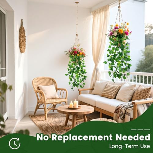 DomeStar 2PCS Fake Hanging Plants Ivy Vines Decor