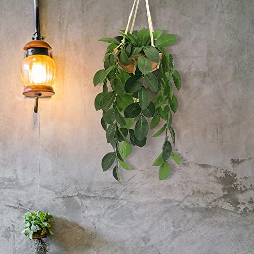 Hisow Artificial Hanging Plants with Clay Pot and Hook
