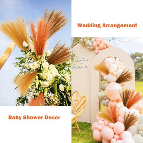 Agusbagli 30pcs Orange Pampas Grass Vase Filler