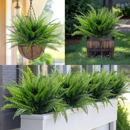 TURNMEON 8 Bundle Artificial Ferns Outdoor Decor