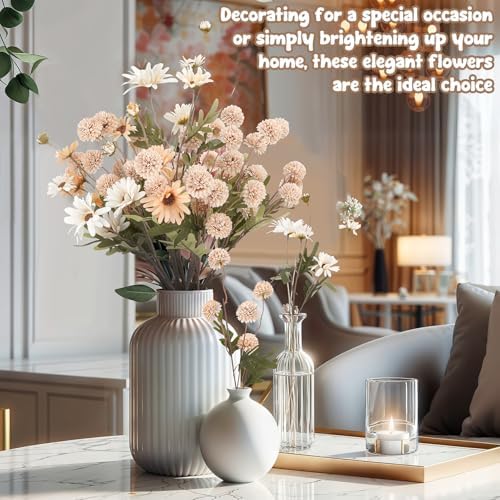 16 Pcs Realistic Dandelion and Chrysanthemum Stems for Wedding Centerpieces