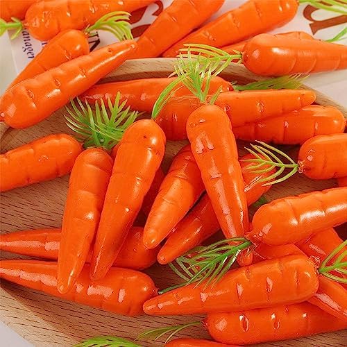 Pokinge 60pcs Artificial Carrots Mini Plastic Decorations
