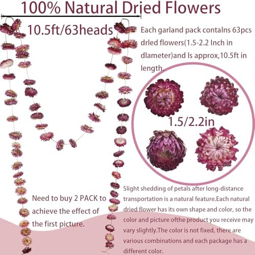 Dried Flower Garland 105ft 63 Pcs Real Daisy Sunflower Decor