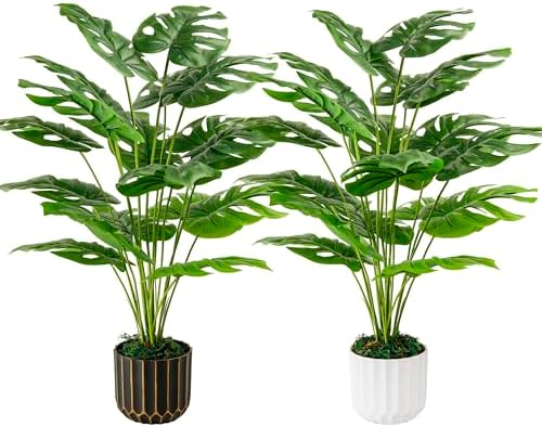 Der Rose 2Packs 28 Artificial Monstera Plants with Pots