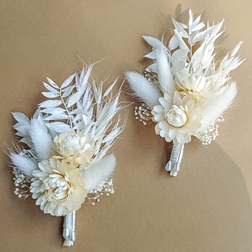 Dried Flowers Boutonniere Wedding 2 Piece Set for Groomsmen