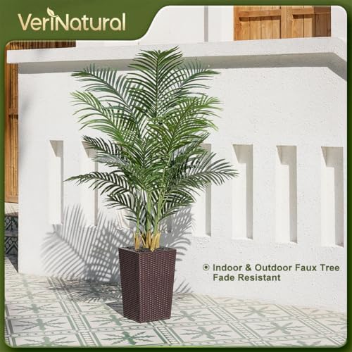 5FT Artificial Palm Tree with Brown Taper Planter and Pebbles