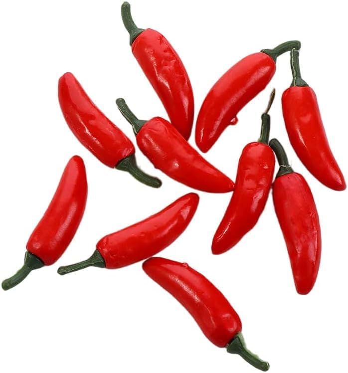 BWESOO 10Pcs Red Plastic Chili Peppers for Home Decoration