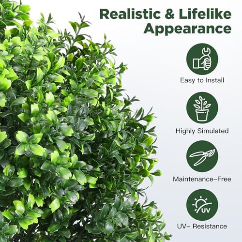 Artificial Boxwood Topiary Ball Tree 2 Pack
