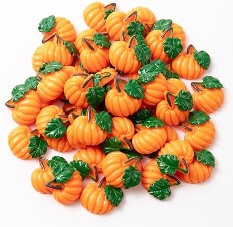 50Pieces Artificial Miniature Pumpkin Resin Decor for Halloween