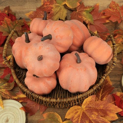 8pcs Plastic Pumpkins for Thanksgiving Centerpiece Autumn Decor