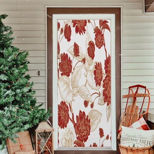Susiyo Red Flowers Branches Halloween Door Cover