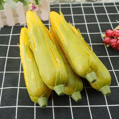 5Pcs Artificial Corn Plastic Corn Cob Fake Realistic Corn Stalks Decoration for Home Kitchen Photo Prop