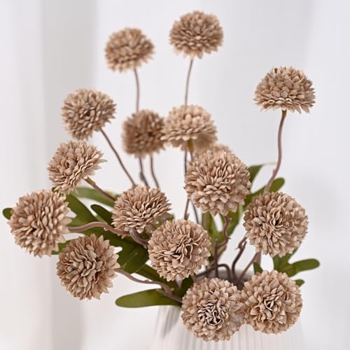 Waipfaru 10pcs Fake Silk Pompon Mum Artificial Flowers Set