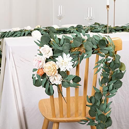 Kisflower 5 Pack Green Eucalyptus Garland with Willow Leaves