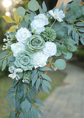 Udoula Artificial Sage Green Wedding Arch Flowers Swags Set of 2