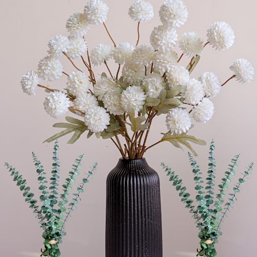 Luxury Faux Flowers in Vase - Realistic Peonies Floral Stems