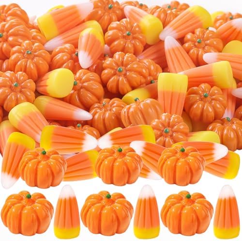 70pcs Halloween Mini Resin Pumpkins Candy Corn Decorations