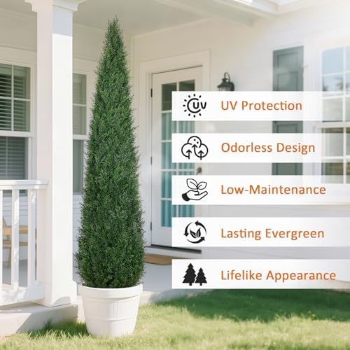 Artificial Cedar Topiary Trees Set of 2