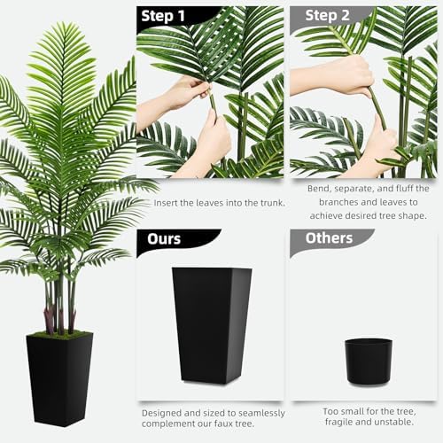 Artificial Palm Tree 6FT - Fake Tropical Areca Plant in Black Planter