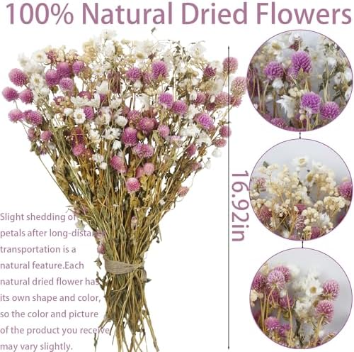 Artificial Flower Bouquet Pink Globe Amaranth Dried Flowers
