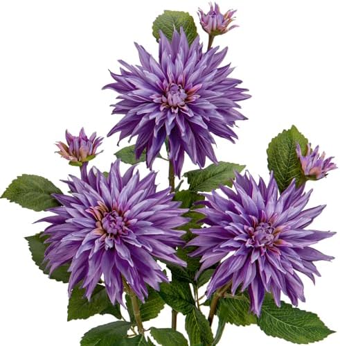 3Pcs Purple Artificial Dahlia Flowers 295 Inch Bouquets