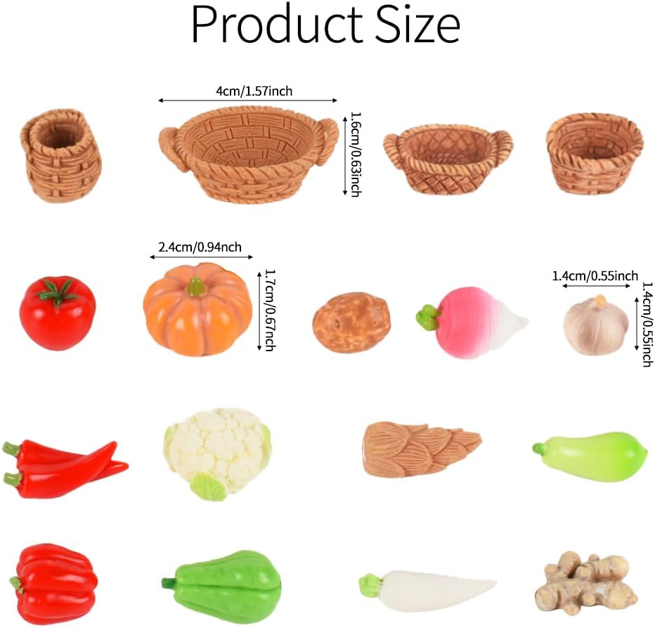 Redvigh Mini Mixed Vegetables 23Pcs Resin Figurines