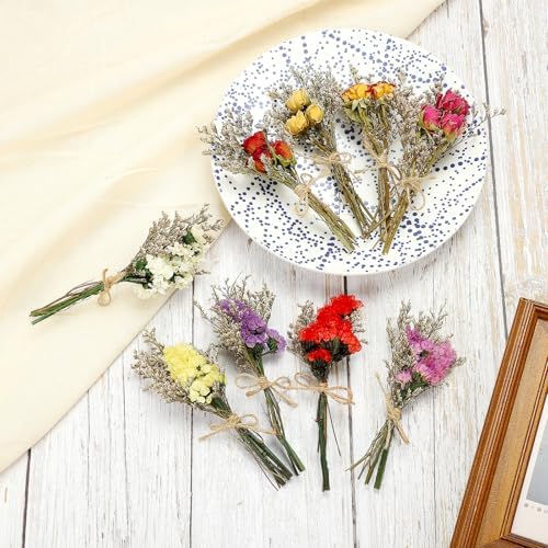 PATIKIL Mini Dried Flower Bouquet Pink Boho Decor