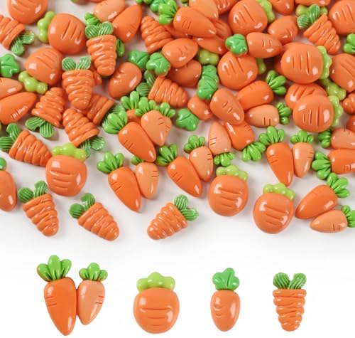 80pcs Easter Carrot Decorations Artificial Carrot Resin Flatback Vegetable Embellishments