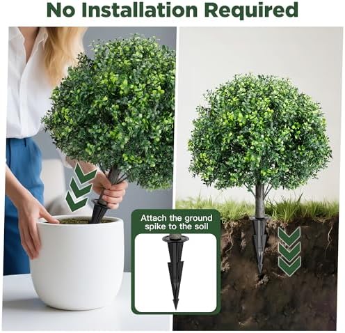 Artificial Boxwood Topiary Ball Tree 2 Pack