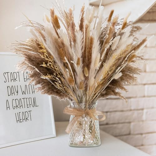 106pcs Dried Pampas Grass Bouquet with Vase