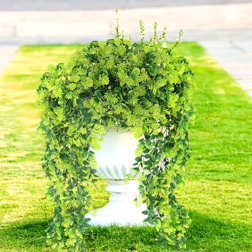 Fake Hanging Plants 2pcs Artificial Boxwood Vines Greenery Wall Decor