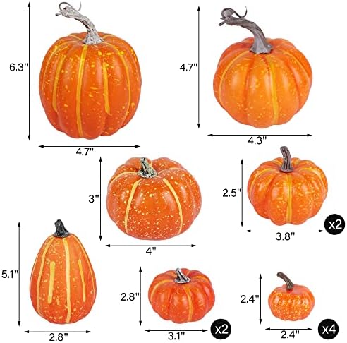 Winemana 12 Pcs Artificial Orange Pumpkins Fall Halloween Decor