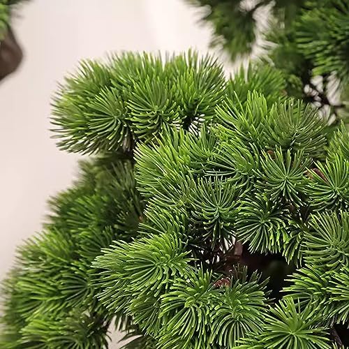 FAFACAI Artificial Bonsai Tree with Pine and Maple Leaves Gold Gray