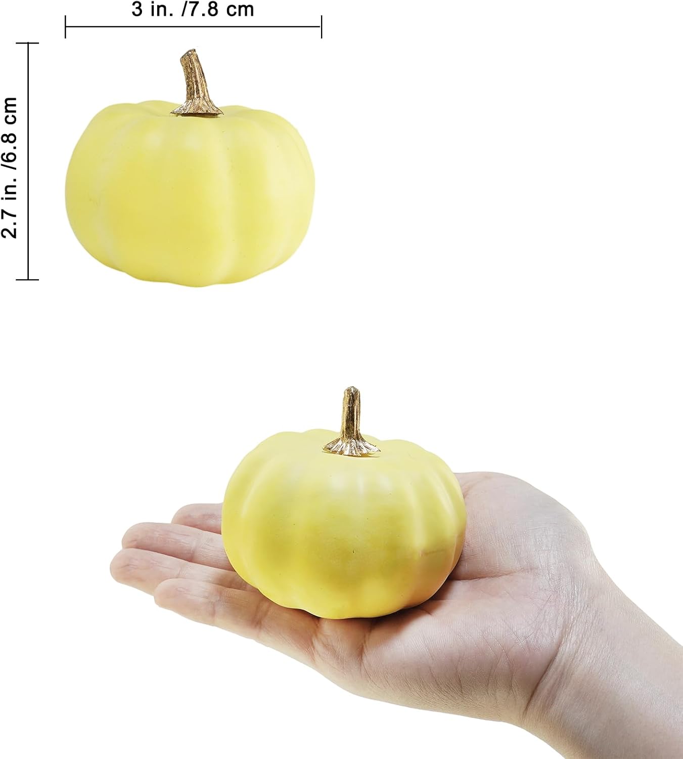 Winlyn 12 Pcs Artificial Yellow Pumpkins for Fall Decor