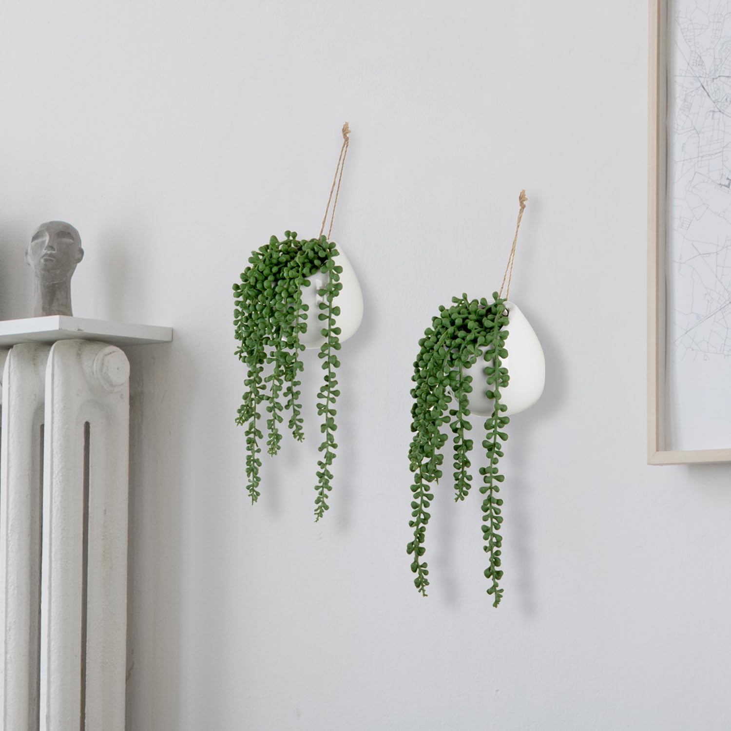MyGift Artificial String of Pearls Wall Hanging Plant Set of 2