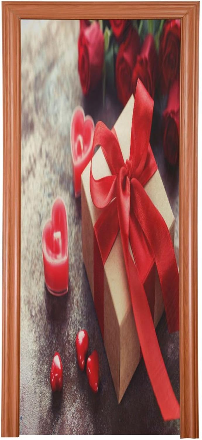 Susiyo Red Door Cover Stretchy Festive Decor 35x79 Inch