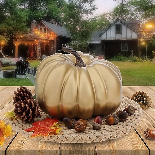 1 Pcs Gold Shiny Artificial Halloween Pumpkin Decoration