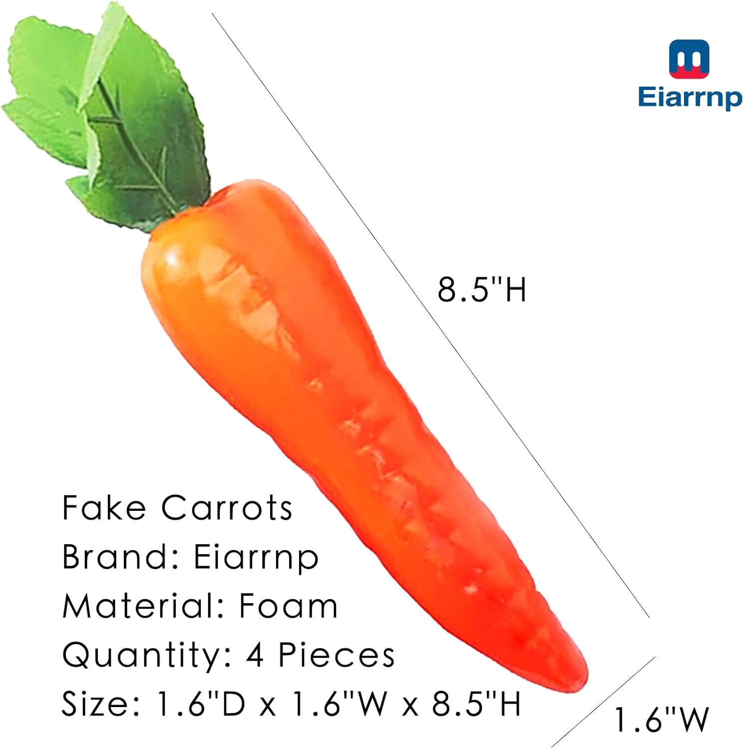 4 Pcs Artificial Carrots for Home Kitchen Decor