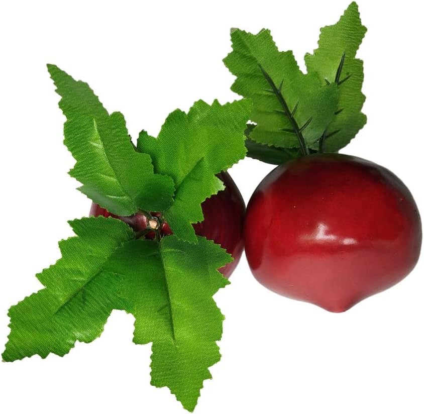 2 Pcs Artificial Beets with Leaves for Home Decor