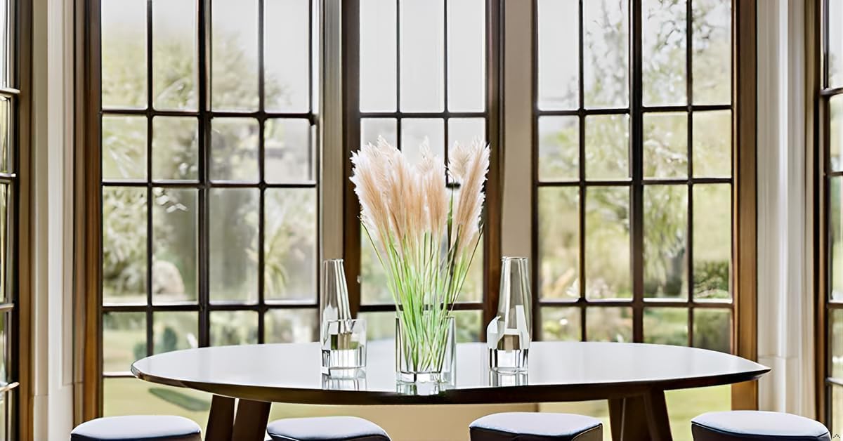 UiiziC Faux Pampas Grass 5 PCS Artificial Flower Decor